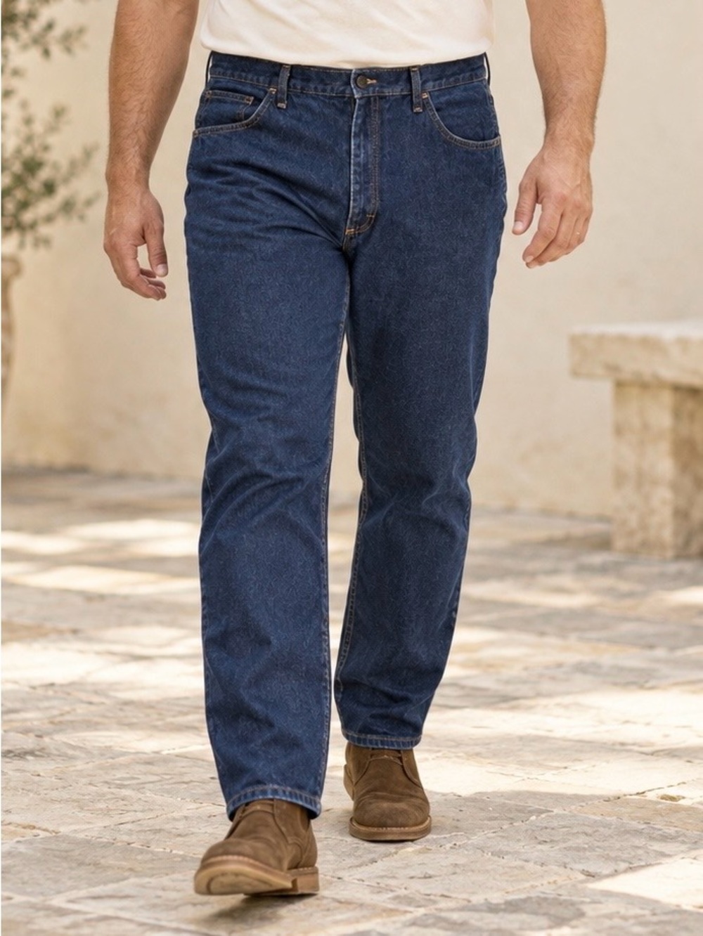 Rustler Men’s Dark Wash Straight Leg Jeans 40x32 100% Cotton Classic Denim